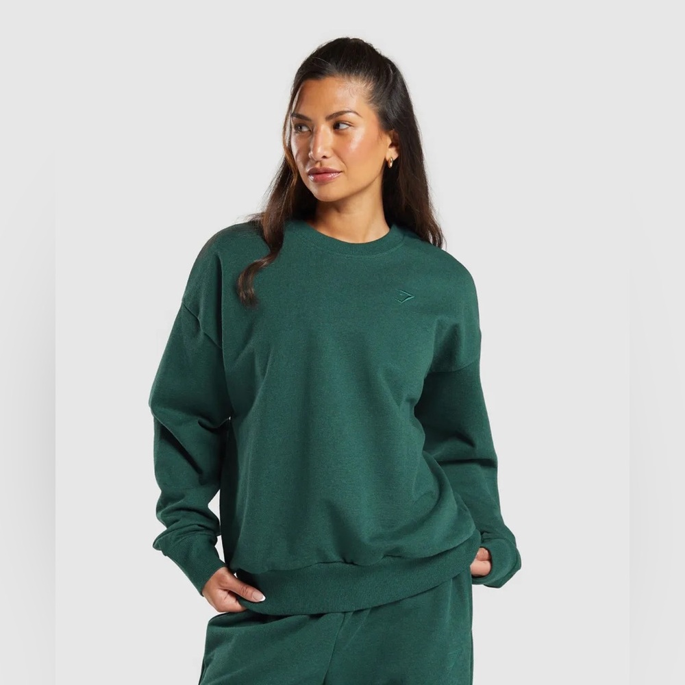 Gymshark Rest Day Sweats Oversized‎ Crew - Bros Bold Teal Marl Green Sz: S